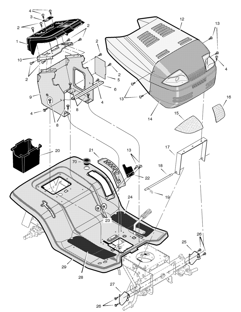 Hood And Dash Diagram and Parts List for 461008X692A 2003 Briggs and Stratton Lawn Tractor